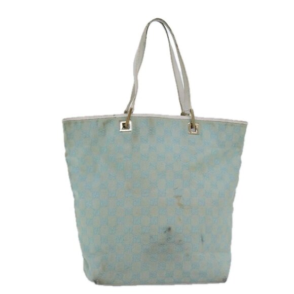 GUCCI GG Canvas Tote Bag Light Blue White gold 002 1098 Auth 84563 - Picture 1 of 14